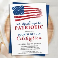 Eat Drink Be Patriotic USA Flag 4th Of July Party  Invitation