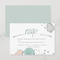 RSVP | Casual Beach Seashells Coral and Teal Invitation