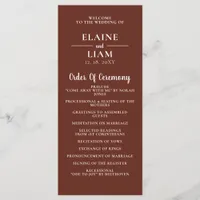 Red Terracotta Rustic Burnt Clay Earthy Wedding Program