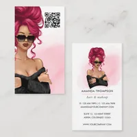 Boss Lady Hair Stylist QR Code Business Card