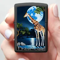 Giraffe Under Full Moon Zippo Lighter