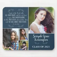 Blue Christian Verse Graduation 4 Photo Collage Mouse Pad