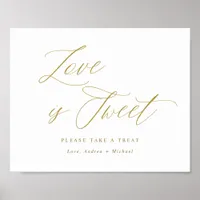 Love is Sweet Gold Wedding Sign Elegant Script