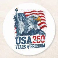 USA 250 America's Semiquincentenl Liberty & Eagle Round Paper Coaster