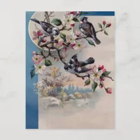 Vintage Birds and Blossoms Postcard