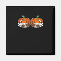 Skeleton Hand On Chest Pumpkin Halloween Women Magnet