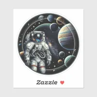 Vintage Astronaut and Planets Sticker