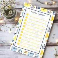 Personalized Yellow Watercolor Floral To-Do List Post-it Notes