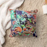 Colorful Burst of Fluid Art Throw Pillow