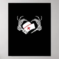 Skeleton Hand Heart Lazy - Halloween Costume Nurse Poster