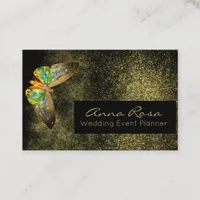 *~* Gold Watercolor Glitter Gilded Butterfly Business Card