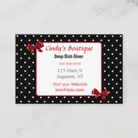 Red, Black and White Polka Dot Bow Business Card