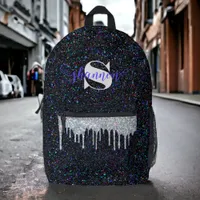 Black Licorice Glitter Drip Custom Name Backpack