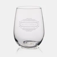 Art Deco Personalized Great Gatsby Stemless Wine Glass