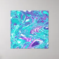 Purple and Teal Fluid Art Marble like  Bubbles Canvas Print