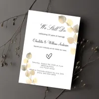 Vow renewal golden eucalyptus foliage white invitation postcard