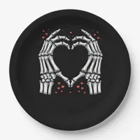Skeleton Hand Heart Valentines Day Funny Couple Paper Plates