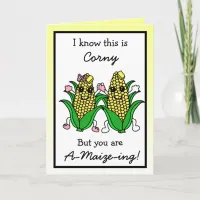 Cute Couple's Corn Pun Flirty Romantic  Card