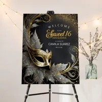 Masquerade Sweet 16 Welcome Black Gold ID1032 Foam Board