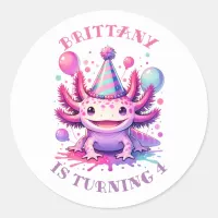 Personalized Happy Birthday Axolotl  Classic Round Sticker