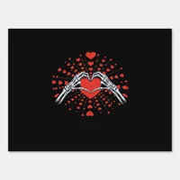 Skeleton Hand Heart Valentines Day Funny 2025 Hear Sign