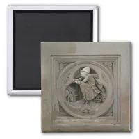 Halloween Witch on Broom 3d Stone Carving Photo Magnet