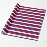 Red, White and Blue USA Stripes Pattern Wrapping Paper