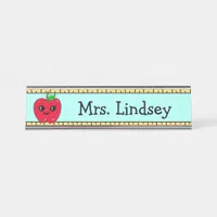 Personalized Teacher's Cartoon Apple and Ruler Desk Name Plate