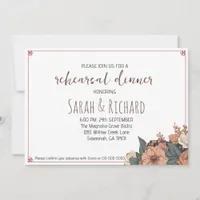 Elegant Floral Rehearsal Dinner Invitation