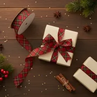 Red Tartan Plaid Ribbon – Holiday Gift Wrap