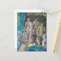 Statue People mixed media collage Postcard