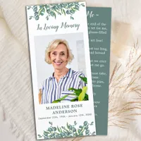 Eucalyptus Memorial Funeral Prayer Card with Photo