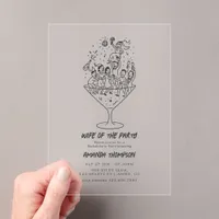 Minimalist Doodle Wife of the Party Bachelorette Acrylic Invitations