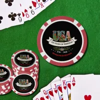 US 250th Anniversary Bold Black & Red Elegant  Poker Chips