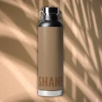 Simple classic monogrammed name TAN | Water Bottle