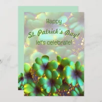 Shamrocks with gold accents, St. Patrick's Day  Invitation