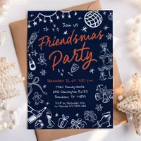 Friendsmas Party Invitation, Hand Drawn Invitation