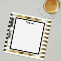 Gold Horizontal Stripes with Black Frame on White Dry Erase Board