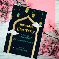 Dark Blue Illustration Ramadan Iftar Party Invitation