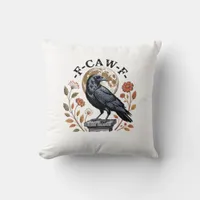 F-Caw-F Raven Moon Gothic Halloween Crow Bird Love Throw Pillow
