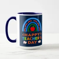 Happy Teachers Day Rainbow & Apple Coffee Mug