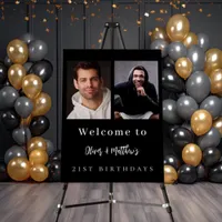 Custom photo black white friends birthday welcome foam board