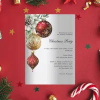 Silver red gold baubles business Christmas Party Invitation