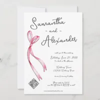 Whimsical Coquette Bow Glam Monogram Wedding Invitation