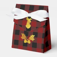 Buffalo Plaid Gold Foil Christmas Deer Favor Boxes