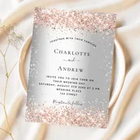 Silver rose gold luxury wedding invitation