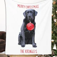 Black Lab Christmas Dog Labrador Fleece Blanket