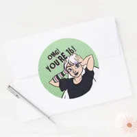 Punk Teen Girl Green Cartoon 16th Birthday Classic Round Sticker