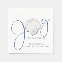 Coastal Christmas Joy Seashell Nautical Holiday Napkins