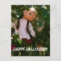 Halloween Broken Doll in the Garden Postcard